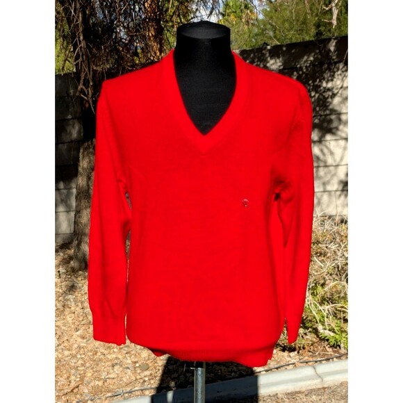 Vintage Classic Men's XS Giordano Lambswool Holiday Red Pullover L/S Sweater NOS - Picture 1 of 6